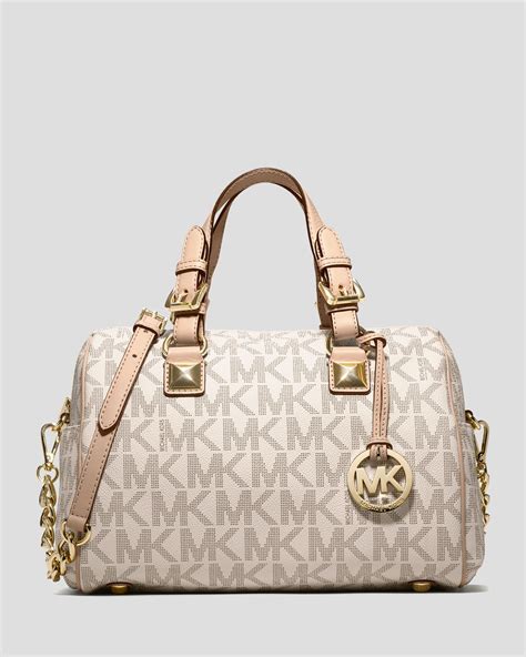 michael kors grayson chain medium logo satchel in vanilla